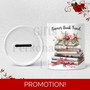 Personalised Ceramic Money Box - Name's Book Fund  - Design 1