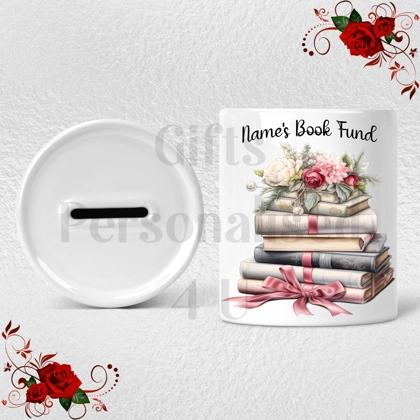 Personalised Ceramic Money Box - Name's Book Fund  - Design 1