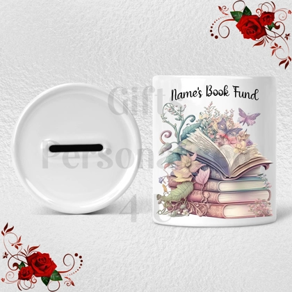 Personalised Ceramic Money Box - Name's Book Fund  - Design 3 Personalised Ceramic Money Box - Name's Book Fund  - Design 3
