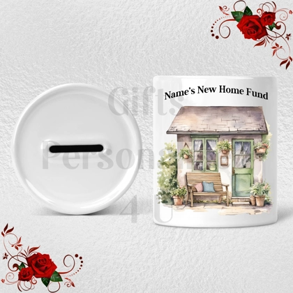 Personalised Ceramic Money Box - Name's New Home Fund  - Design 1