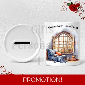 Personalised Ceramic Money Box - Name's New Home Fund  - Design 2