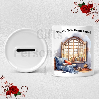 Personalised Ceramic Money Box - Name's New Home Fund  - Design 2
