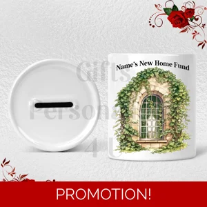 Personalised Ceramic Money Box - Name's New Home Fund  - Design 3