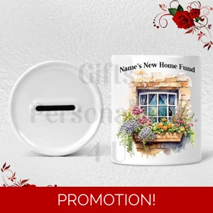 Personalised Ceramic Money Box - Name's New Home Fund  - Design 4