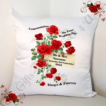 Personalised 18" Cushion - Wedding - Gift - Mr & Mr / Mr & Mrs / Mrs & Mrs - Design 22