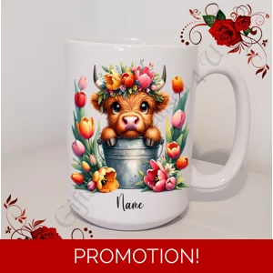 Personalised Mug 11oz & 15oz sizes - Highland Cow - Name - Design 10