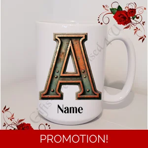 Personalised Mug 11oz & 15oz sizes - Rustic - Initial / Name - D.11
