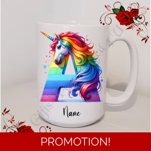 Personalised Mug 11oz & 15oz sizes - Unicorn - Initial / Name - D.13
