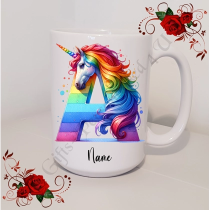Personalised Mug 11oz & 15oz sizes - Unicorn - Initial / Name - D.13
