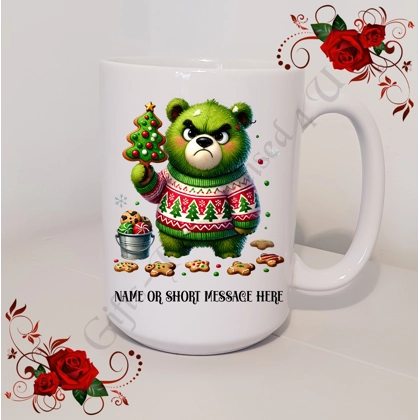Personalised Mug 11oz & 15oz sizes - Grumpy Bear - Christmas - Name or Short Message - Design 14 Personalised Mug 11oz & 15oz sizes - Grumpy Bear - Christmas - Name or Short Message - Design 14
