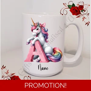 Personalised Mug 11oz & 15oz sizes - Unicorn - Initial / Name - D.15