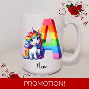 Personalised Mug 11oz & 15oz sizes - Unicorn - Initial / Name - D.17