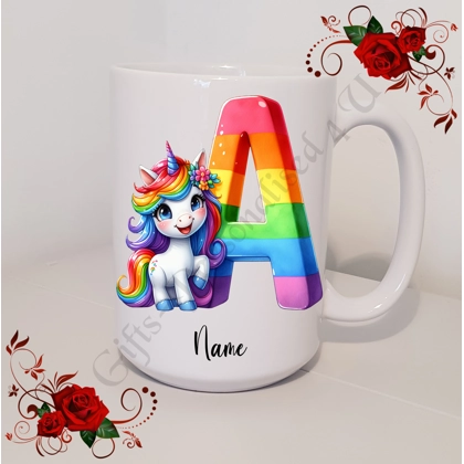 Personalised Mug 11oz & 15oz sizes - Unicorn - Initial / Name - D.17