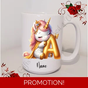 Personalised Mug 11oz & 15oz sizes - Unicorn - Initial / Name - D.19