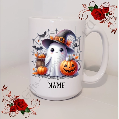 Personalised Mug 11oz & 15oz sizes - Halloween - Cute Ghost - Name - Design 1 Personalised Mug 11oz & 15oz sizes - Halloween - Cute Ghost - Name - Design 1