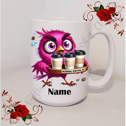 Personalised Mug 11oz & 15oz sizes - Quirky Bird - Name - Design 1 Personalised Mug 11oz & 15oz sizes - Quirky Bird - Name - Design 1