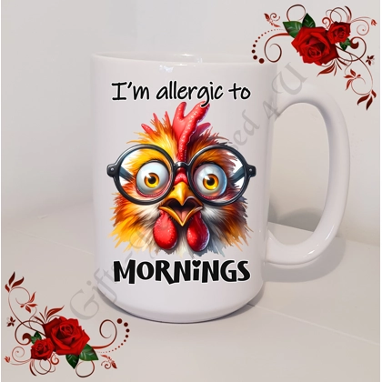 Designed Large 15oz Mug - Humour - Gift - I'm allergic to Mornings - Design 20 Designed Large 15oz Mug - Humour - Gift - I'm allergic to Mornings - Design 20