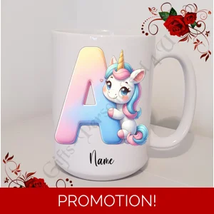 Personalised Mug 11oz & 15oz sizes - Unicorn - Initial / Name - D.20