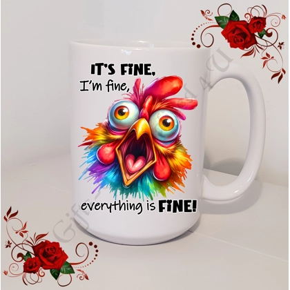 Designed Large 15oz Mug - Humour - Gift - It's fine I'm fine everything is fine - Design 26 Designed Large 15oz Mug - Humour - Gift - It's fine I'm fine everything is fine - Design 26