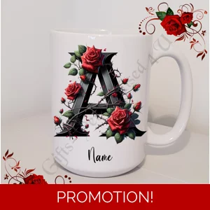 Personalised Mug 11oz & 15oz sizes - Flowers - Initial / Name - D.2