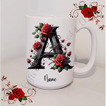 Personalised Mug 11oz & 15oz sizes - Flowers - Initial / Name - D.2