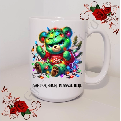 Personalised Mug 11oz & 15oz sizes - Grumpy Bear - Christmas - Name or Short Message - Design 3