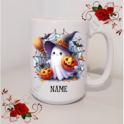 Personalised Mug 11oz & 15oz sizes - Halloween - Cute Ghost - Name - Design 3 Personalised Mug 11oz & 15oz sizes - Halloween - Cute Ghost - Name - Design 3