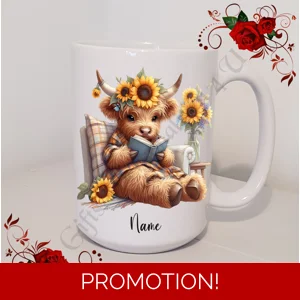 Personalised Mug 11oz & 15oz sizes - Highland Cow - Name - Design 3
