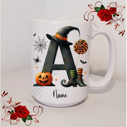 Personalised Mug 11oz & 15oz sizes - Halloween - Initial / Name - D.45