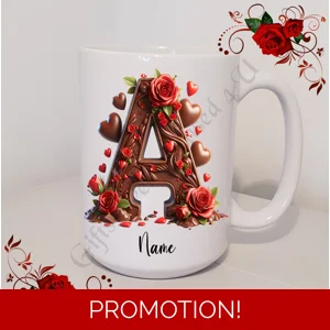 Personalised Mug 11oz & 15oz sizes - Chocolate Roses - Initial / Name - D.46
