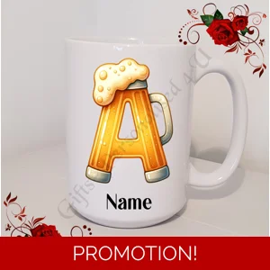 Personalised Mug 11oz & 15oz sizes - Beer - Initial / Name - D.49