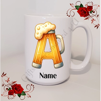 Personalised Mug 11oz & 15oz sizes - Beer - Initial / Name - D.49