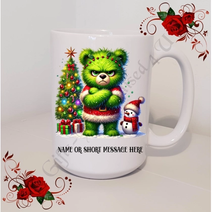 Personalised Mug 11oz & 15oz sizes - Grumpy Bear - Christmas - Name or Short Message - Design 4
