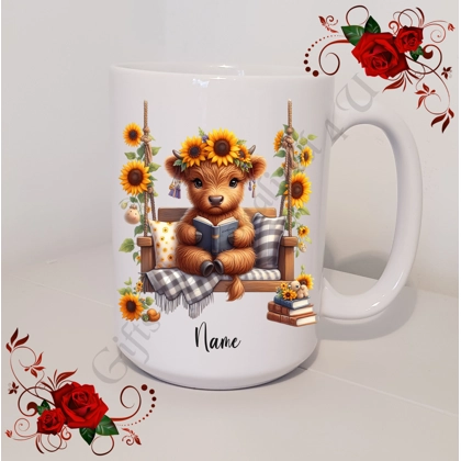 Personalised Mug 11oz & 15oz sizes - Highland Cow - Name - Design 4 Personalised Mug 11oz & 15oz sizes - Highland Cow - Name - Design 4