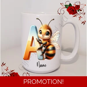 Personalised Mug 11oz & 15oz sizes - Bee - Initial / Name - D.51