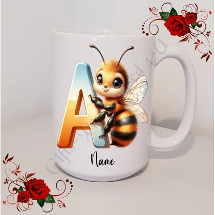 Personalised Mug 11oz & 15oz sizes - Bee - Initial / Name - D.51