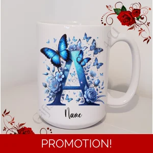 Personalised Mug 11oz & 15oz sizes - Flowers - Initial / Name - D.52