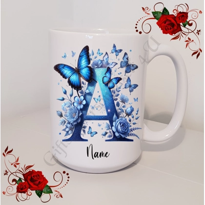 Personalised Mug 11oz & 15oz sizes - Flowers - Initial / Name - D.52