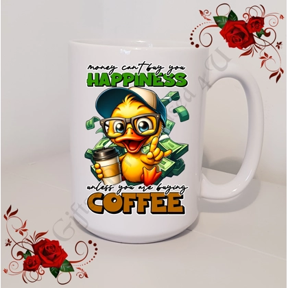 Designed Large 15oz Mug - Humour - Gift - Money can't buy you happiness unless you... - Design 5