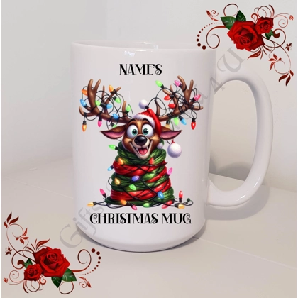 Personalised Mug 11oz & 15oz sizes - Funny Reindeer - Name's Christmas Mug - Design 5