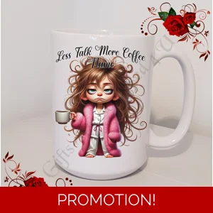 Personalised Mug 11oz & 15oz sizes - Less Talk More Coffee - Name - Design 5