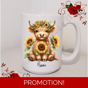 Personalised Mug 11oz & 15oz sizes - Highland Cow - Name - Design 5
