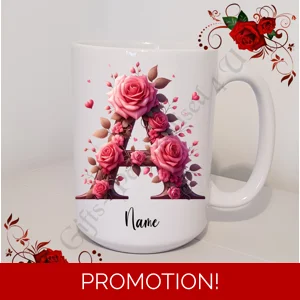Personalised Mug 11oz & 15oz sizes - Flowers - Initial / Name - D.5