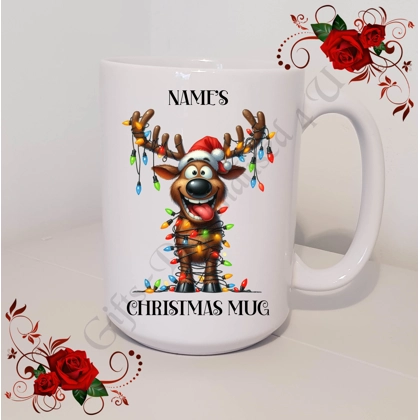 Personalised Mug 11oz & 15oz sizes - Funny Reindeer - Name's Christmas Mug - Design 6