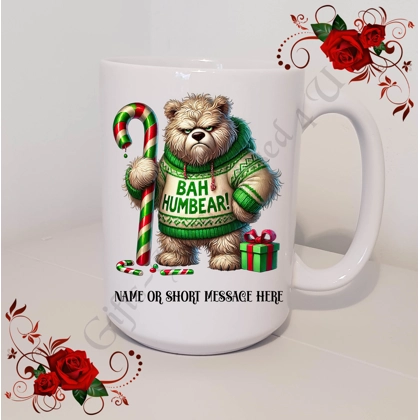 Personalised Mug 11oz & 15oz sizes - Grumpy Bear - Christmas - Name or Short Message - Design 6 Personalised Mug 11oz & 15oz sizes - Grumpy Bear - Christmas - Name or Short Message - Design 6
