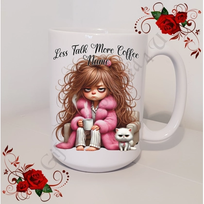 Personalised Mug 11oz & 15oz sizes - Less Talk More Coffee - Name - Design 6 Personalised Mug 11oz & 15oz sizes - Less Talk More Coffee - Name - Design 6