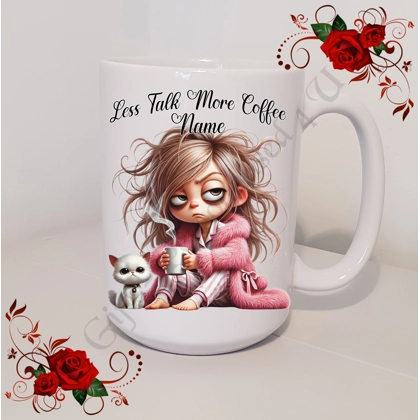 Personalised Mug 11oz & 15oz sizes - Less Talk More Coffee - Name - Design 7 Personalised Mug 11oz & 15oz sizes - Less Talk More Coffee - Name - Design 7