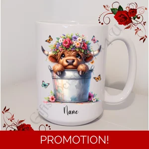 Personalised Mug 11oz & 15oz sizes - Highland Cow - Name - Design 8