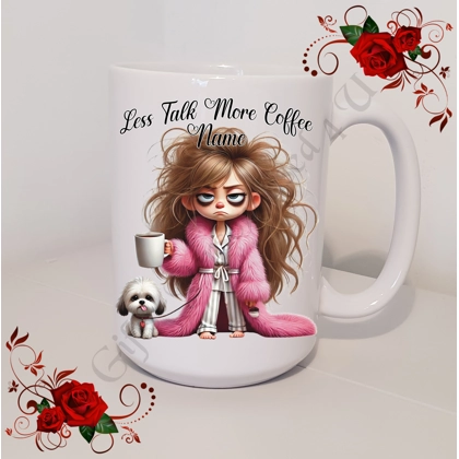 Personalised Mug 11oz & 15oz sizes - Less Talk More Coffee - Name - Design 9 Personalised Mug 11oz & 15oz sizes - Less Talk More Coffee - Name - Design 9