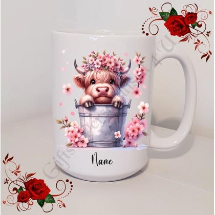 Personalised Mug 11oz & 15oz sizes - Highland Cow - Name - Design 9 Personalised Mug 11oz & 15oz sizes - Highland Cow - Name - Design 9
